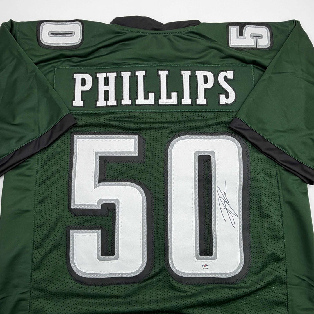 Autographed/Signed Jaelan Phillips Philadelphia Midnight Green Jersey PSA COA