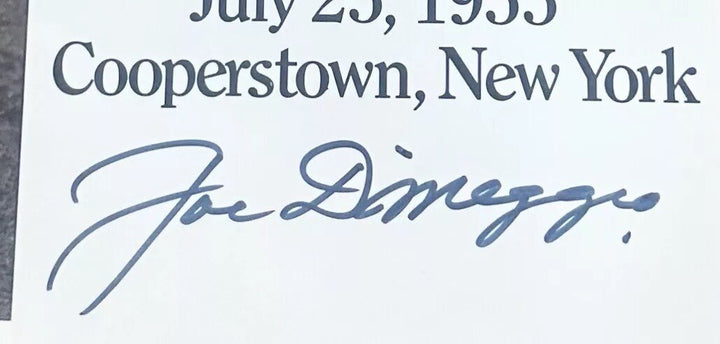 Joe DiMaggio Signed HOF Induction Framed 8x10 Photo  Yankees LE Auto GOLDIN COA