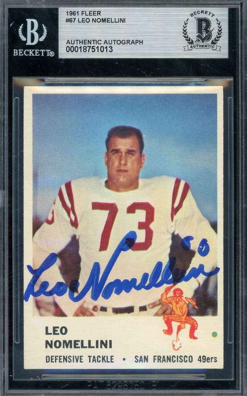 Leo Nomellini Beckett BAS Signed 1961 Fleer Autograph