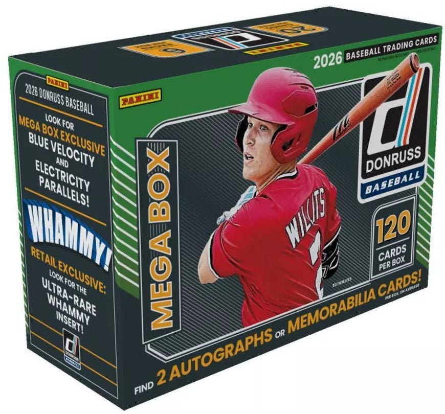 2026 Panini Donruss Baseball MLB Mega Box- 6PK/20CPP/120CPB - New/Factory Sealed
