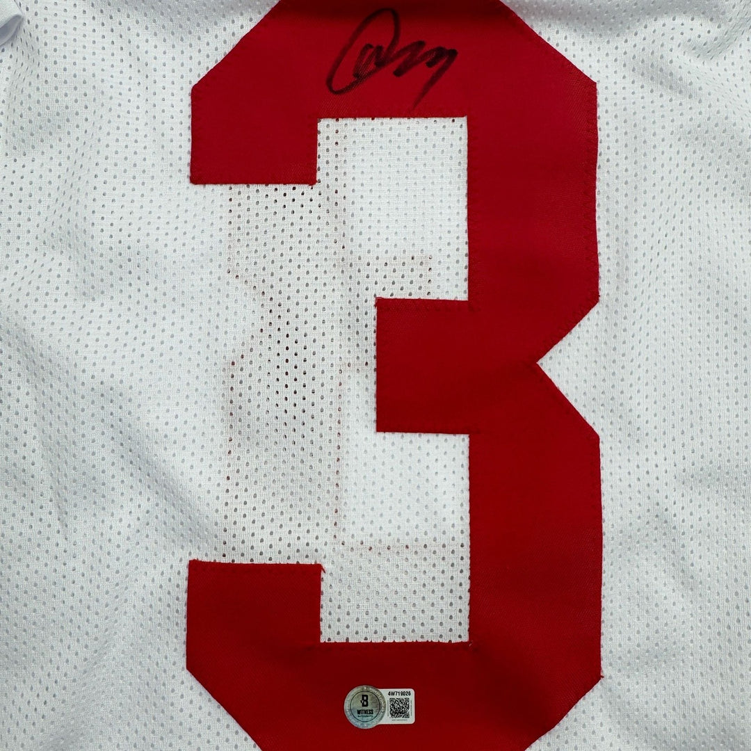 Autographed/Signed Abdul Carter New York White Football Jersey BAS COA