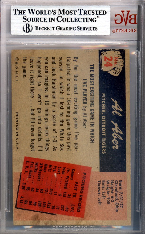 Al Aber Autographed Signed 1955 Bowman Card #24 Detroit Tigers Beckett BAS