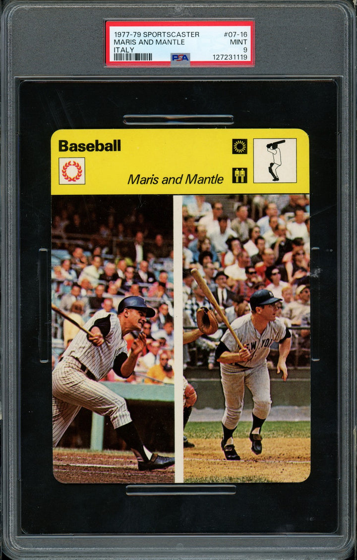 Mickey Mantle & Roger Maris 1977-79 Sportscaster Card 07-16 Yankees PSA 9