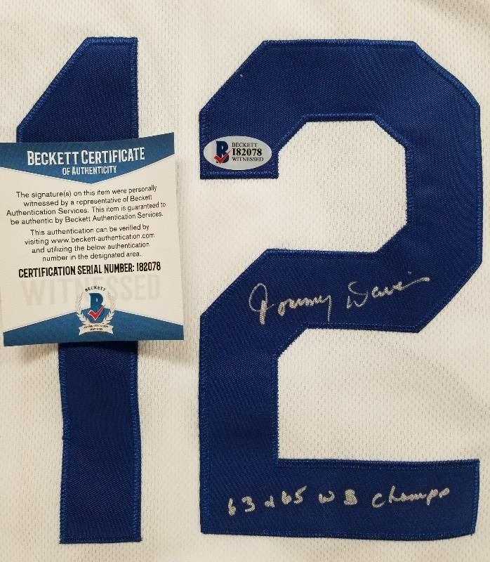 Tommy Davis signed "63 + 65 WS Champs" Dodgers Jersey autograph ~ Beckett BAS