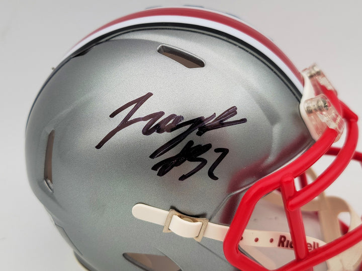 TreVeyon Henderson Auto Ohio State Buckeyes Flash Silver Mini Helmet Beckett