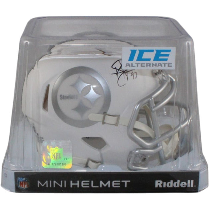 Troy Polamalu Autographed Pittsburgh Steelers Ice Mini Helmet Beckett 56187
