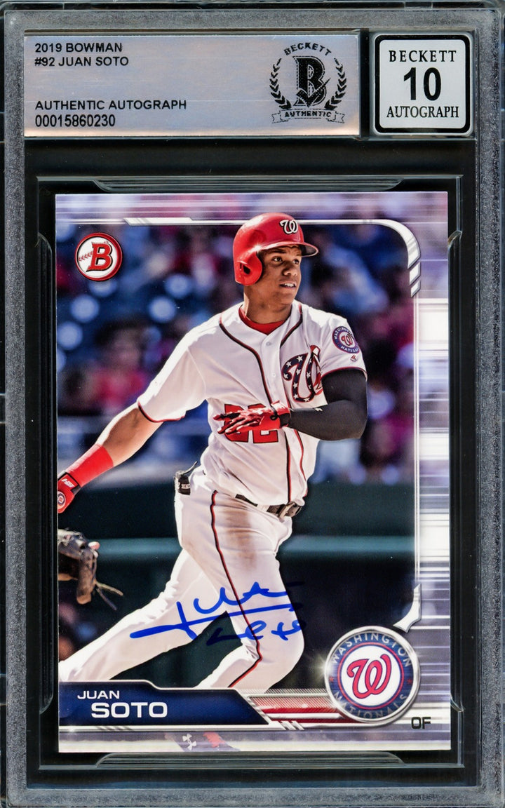 Juan Soto Signed 2019 Bowman Card 92 New York Mets Auto GM 10 Beckett