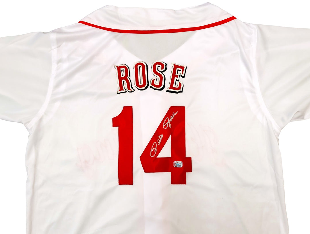 Cincinnati Reds Pete Rose Autographed Signed White Jersey PR Holo