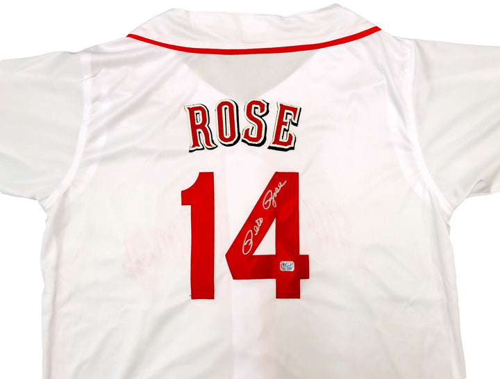 Cincinnati Reds Pete Rose Autographed Signed White Jersey PR Holo