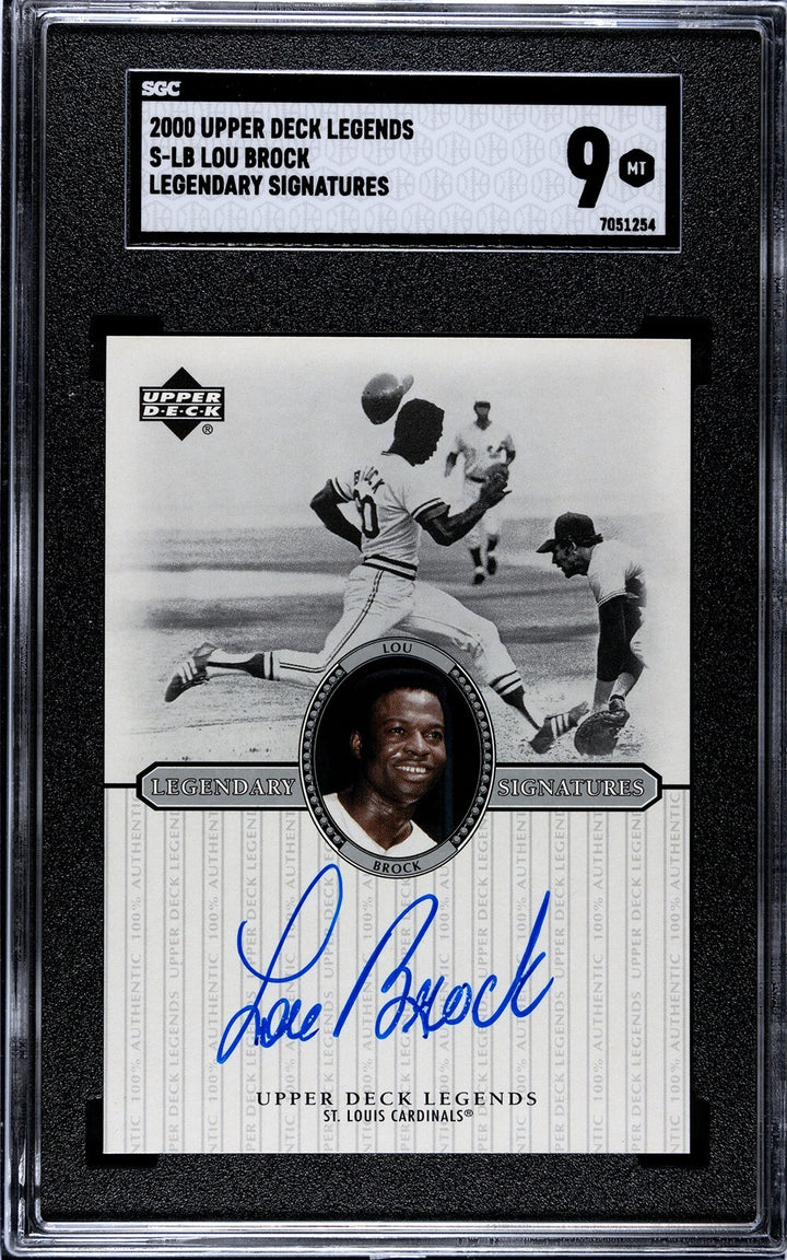 Lou Brock signed 2000 Upper Deck Legendary Sigs On Card Auto #S-LB-SGC Graded 9