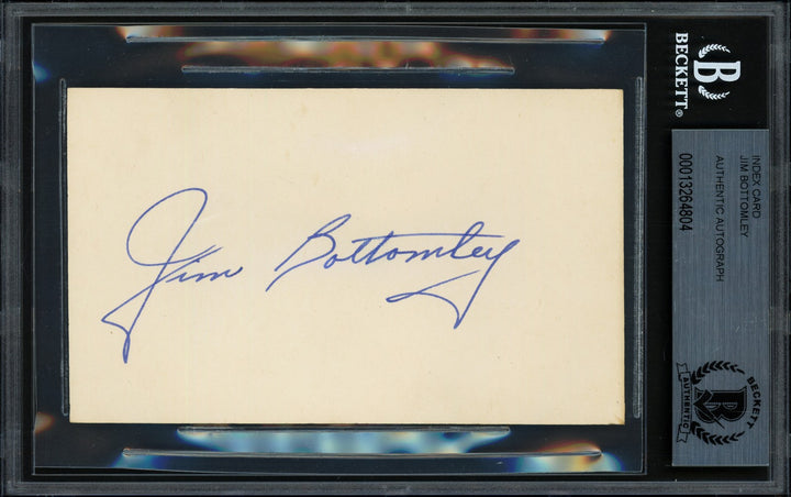 Jim Bottomley Signed 3x5 Index Card Cardinals Auto GM 10 Beckett #13264804