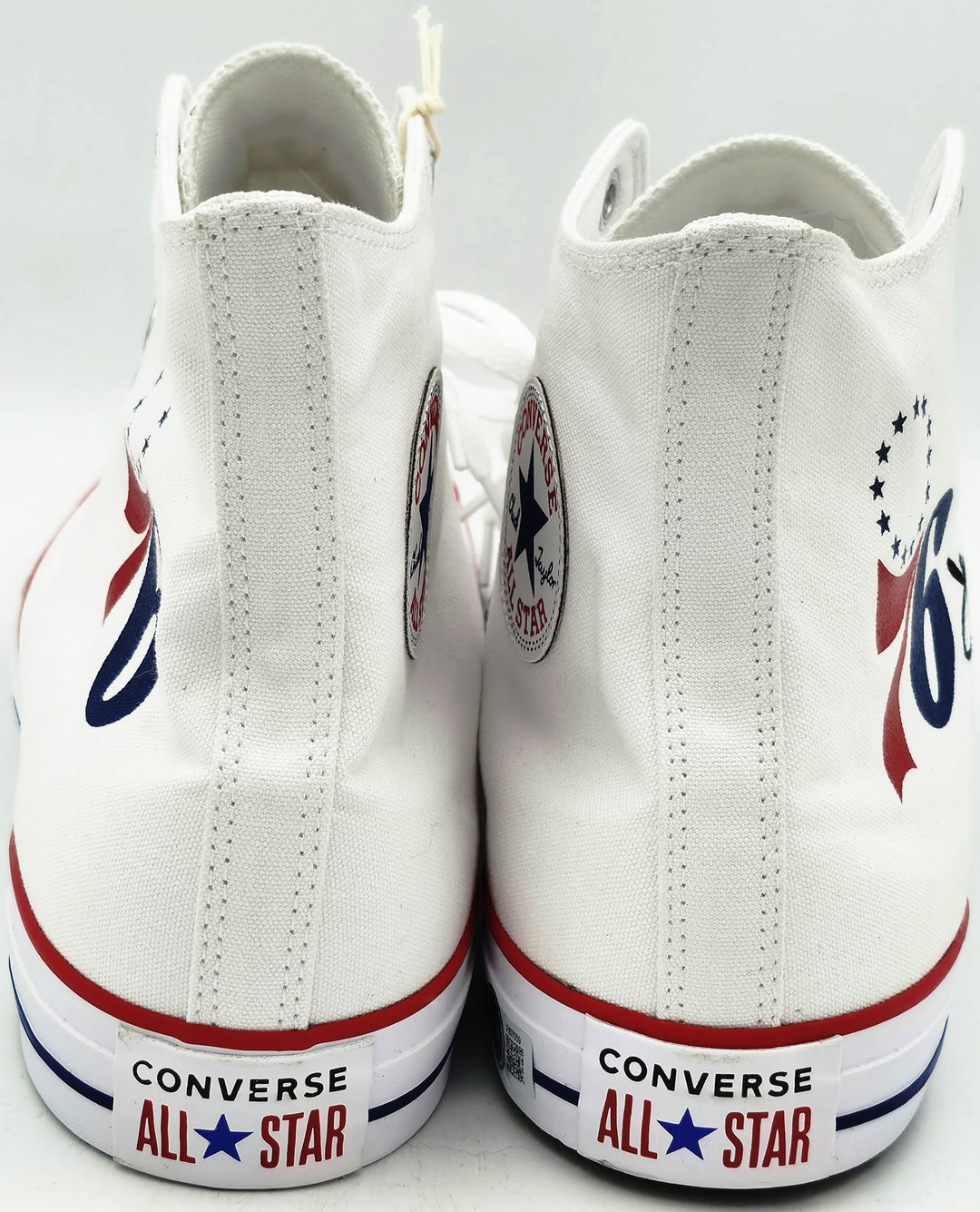 Julius Erving Signed White All Star 76ers Logo Converse Shoes Size 16 Beckett
