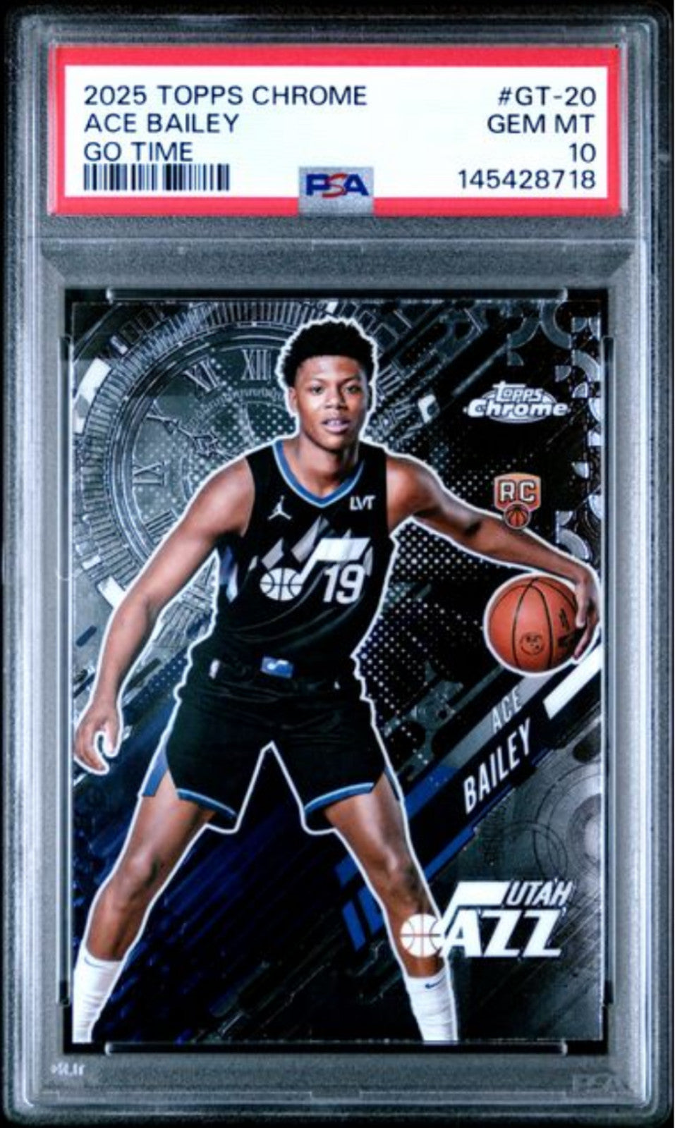 Graded 2025 Topps Chrome Ace Bailey #GT20 Go Time Rookie Basketball Card PSA 10