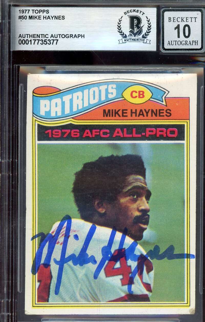 Mike Haynes Gem Mint 10 Beckett BAS Signed 1977 Topps Rookie Autograph