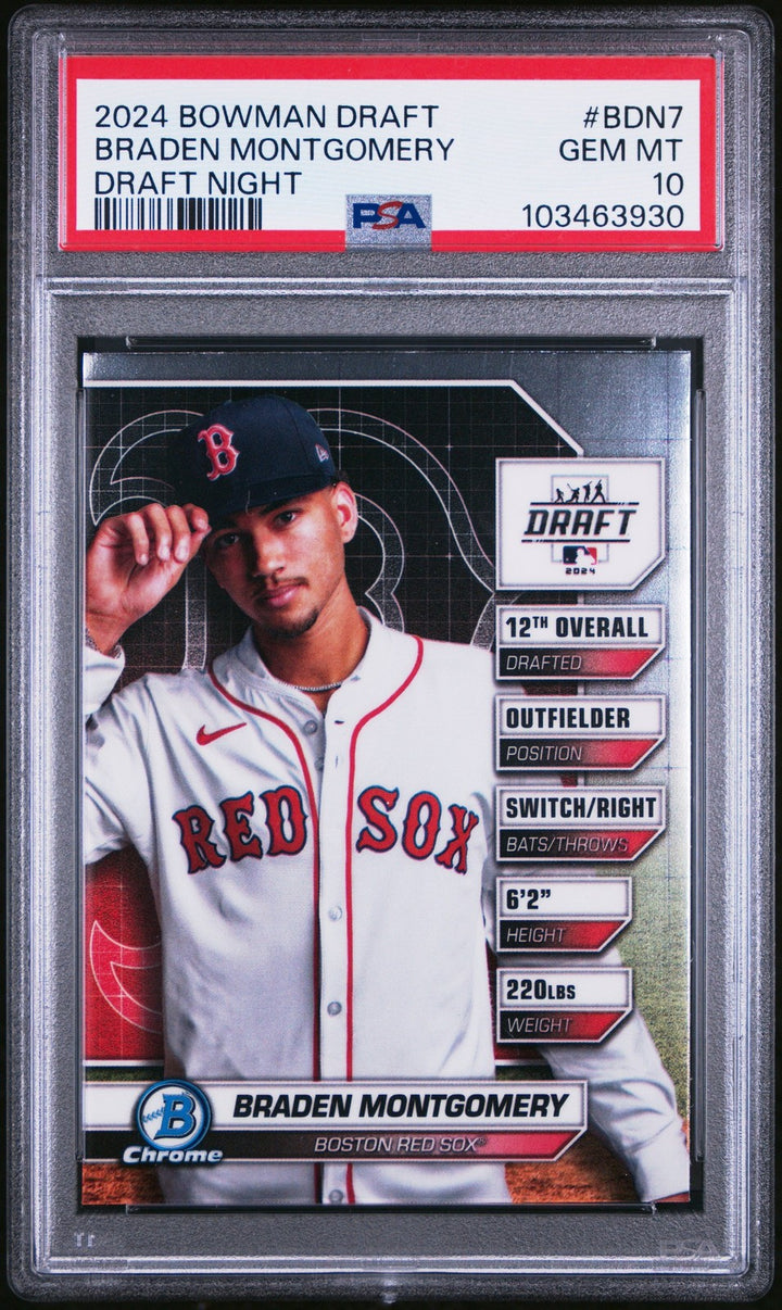 Graded 2024 Topps Bowman Draft Braden Montgomery #BDN7 Night RC Card PSA 10