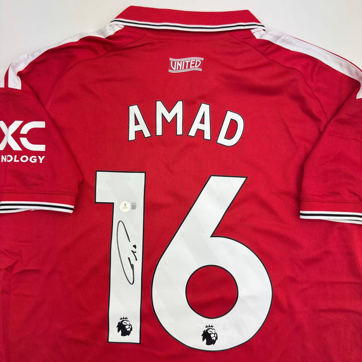 Autographed/Signed Amad Diallo Manchester United Red Soccer Jersey BAS COA