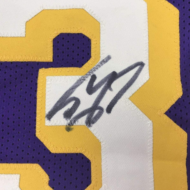 Autographed/Signed SHAQUILLE SHAQ O'NEAL Los Angeles Purple Jersey BAS COA