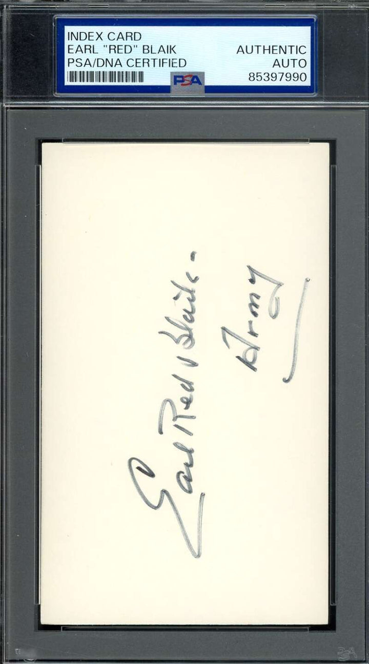 Earl Red Blaik PSA DNA Signed 3x5 Index Card Army Autograph