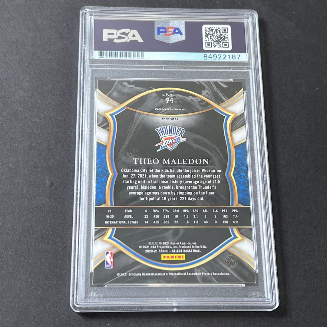 2020-21 Panini Select #94 Theo Maledon Signed Card AUTO 10 PSA Slabbed RC Thunde