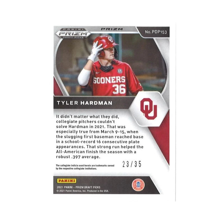 2021 Panini Prizm Draft Picks Tyler Hardman Power Plaid Prizm Autograph #23/35 (CX Auth)