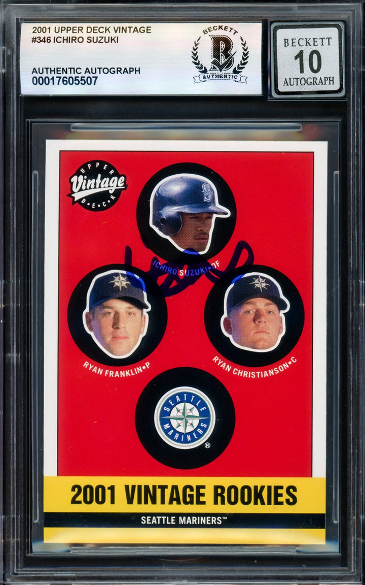 Ichiro Suzuki Signed 2001 Upper Deck Vintage RC 346 Mariners Auto GM 10 Beckett