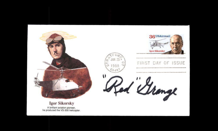 Red Grange JSA Signed 1988 First Day Cover Cache FDC Igor Sikorsky Autograph
