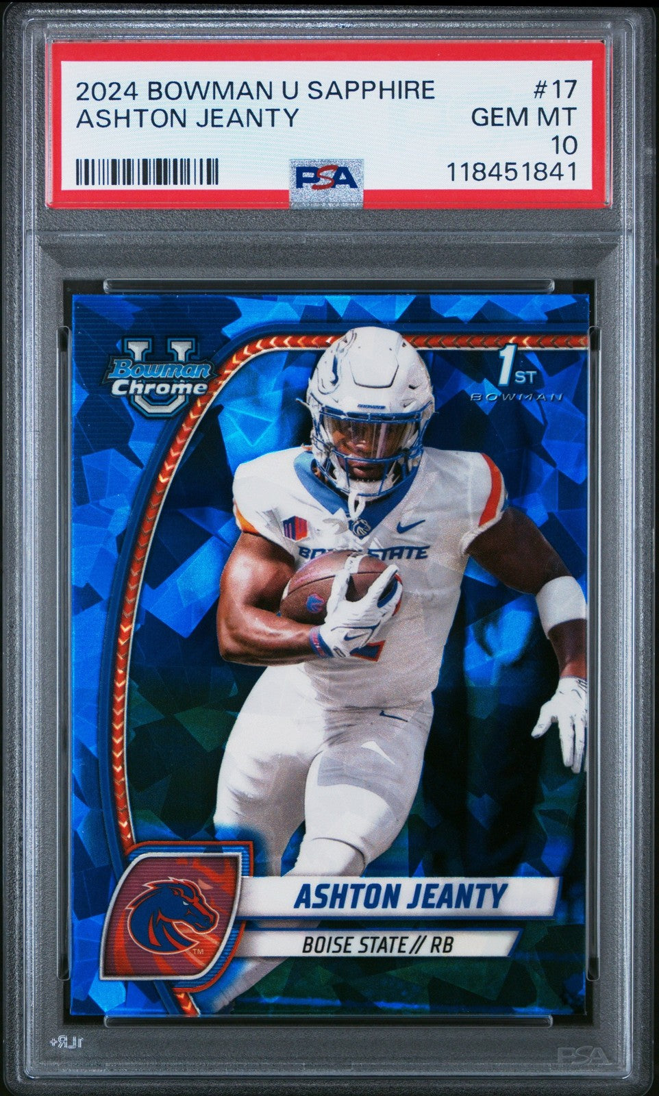 Graded 2024 Topps Bowman U Sapphire Ashton Jeanty #17 RC Card PSA 10