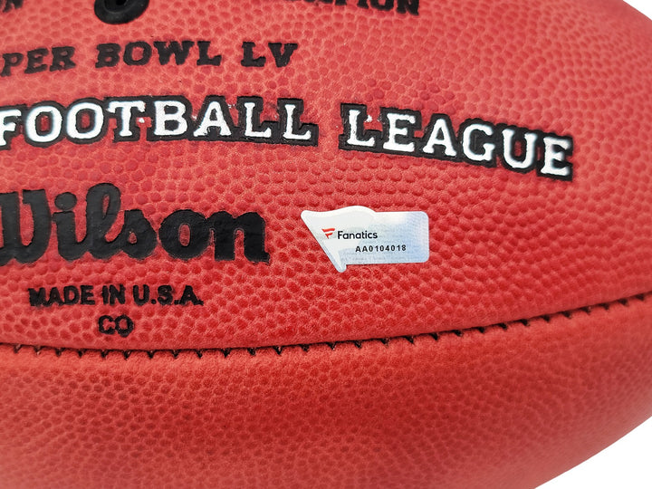 Tom Brady Auto Official NFL Leather SB LV Logo Football Buccaneers Fanatics Holo