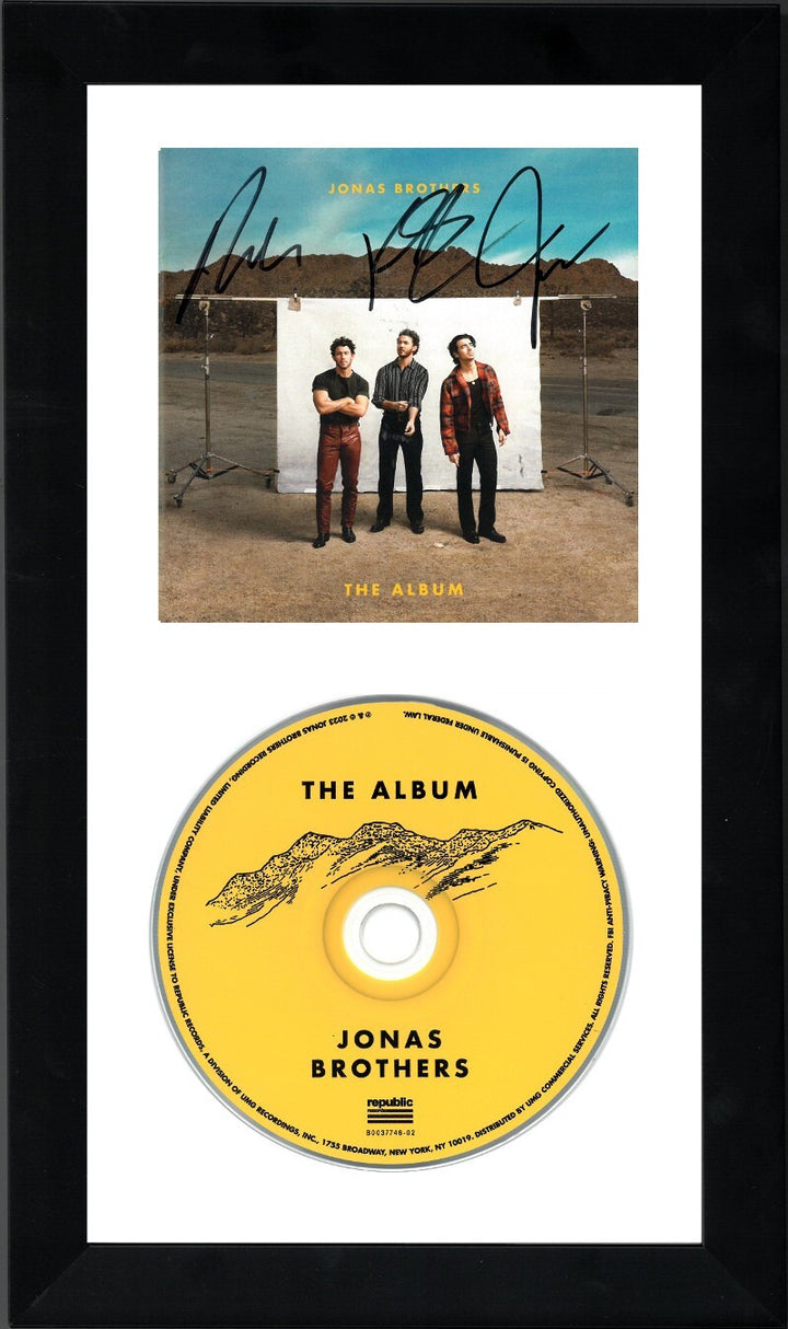 Jonas Brothers signed 2023 The Album Cover Booklet w/CD & Case Framed- 3 sigs