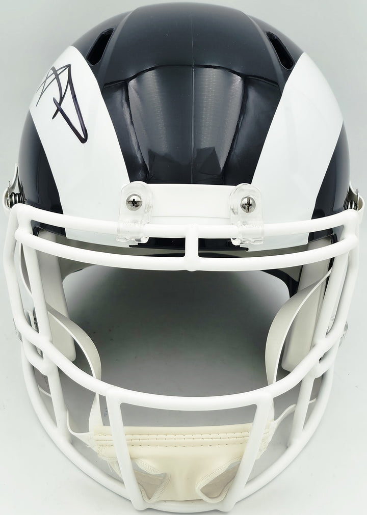 Aaron Donald Signed Rams Blue Full Size Speed Replica Helmet Beckett Witness
