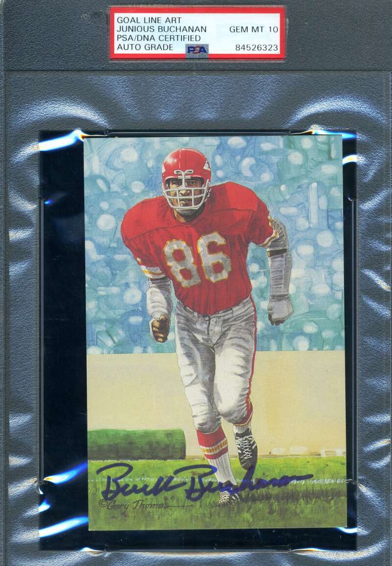 Buck Buchanan Gem Mint 10 PSA DNA Signed Goal Line Art Card GLAC Autograph
