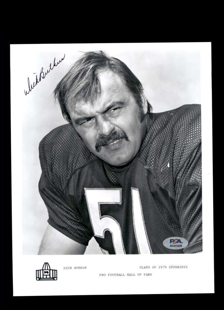 Dick Butkus PSA DNA Signed 8x10 Photograph Bears Autographed