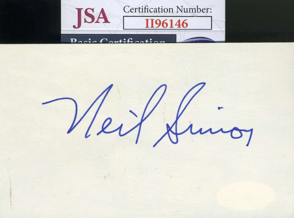 Neil Simon JSA Coa Signed 3x5 Index Card Autograph