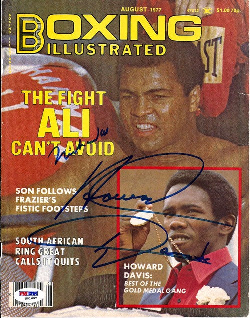 Muhammad Ali & Howard Davis Auto Boxing Illustrated Magazine Cover PSA/DNA