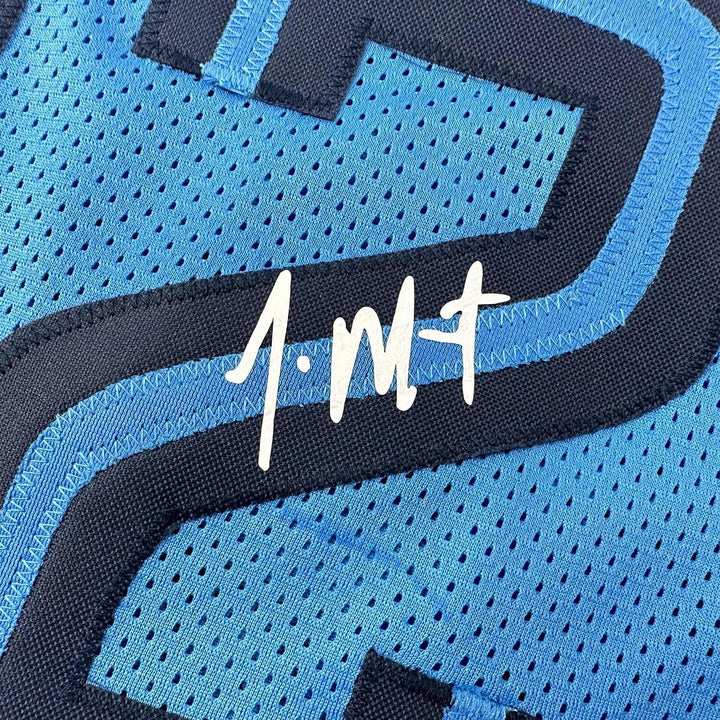 Framed Facsimile Autographed Ja Morant 33x42 Blue Reprint Laser Auto Jersey