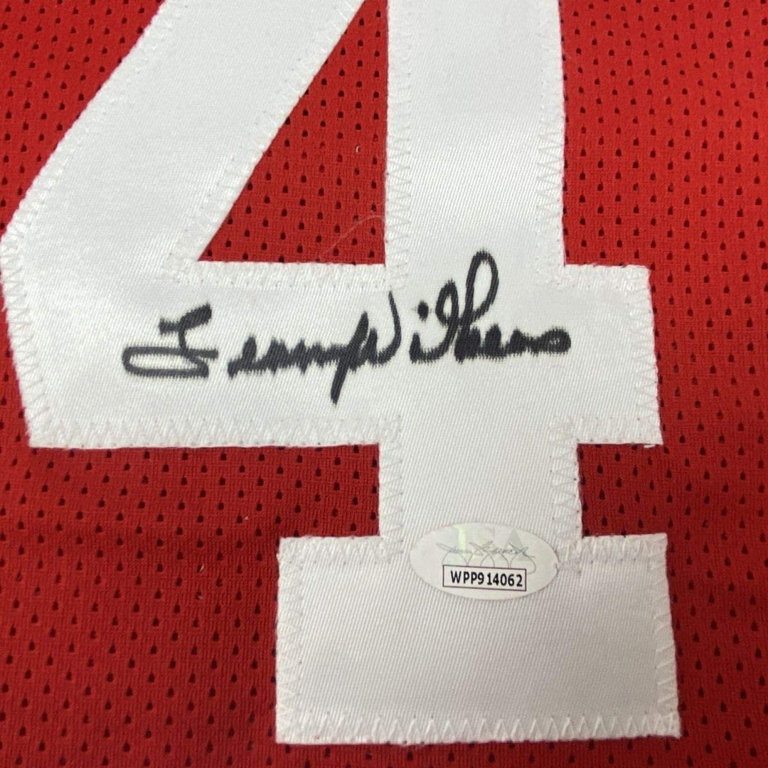 Autographed/Signed LENNY WILKENS St. Louis Red Jersey JSA COA Auto