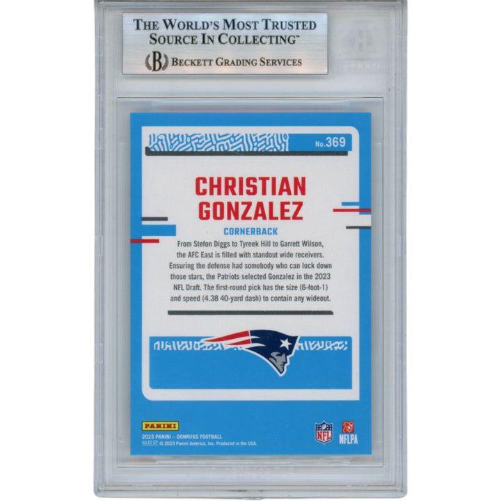 Christian Gonzalez Autographed 2023 Donruss #369 Trading Card Beckett 53173