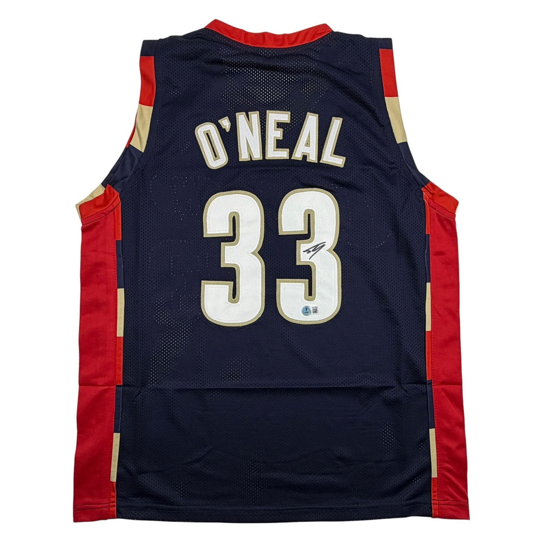 Autographed/Signed Shaquille Shaq O'Neal Cleveland Blue Jersey Beckett BAS COA