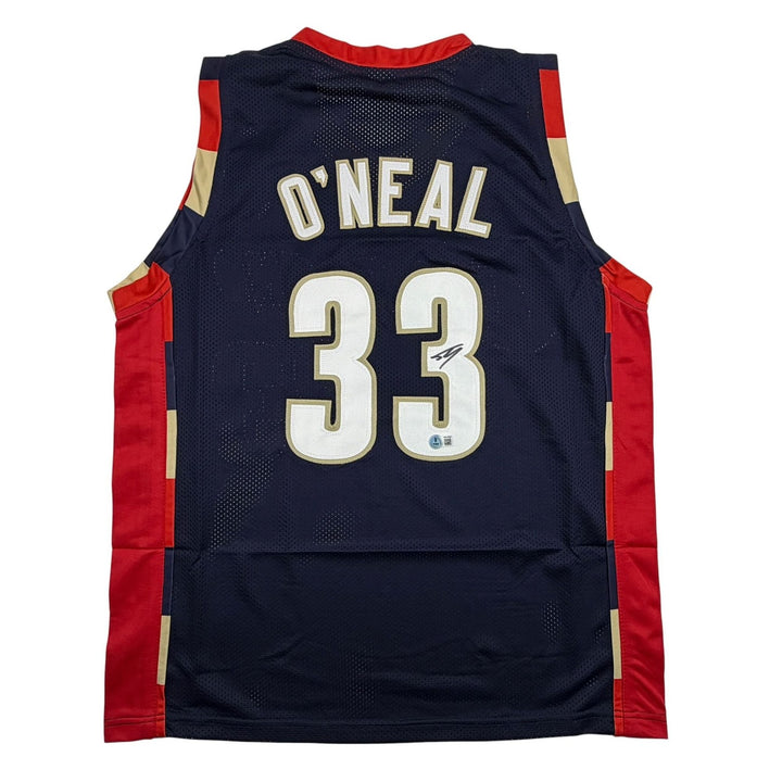 Autographed/Signed Shaquille Shaq O'Neal Cleveland Blue Jersey Beckett BAS COA