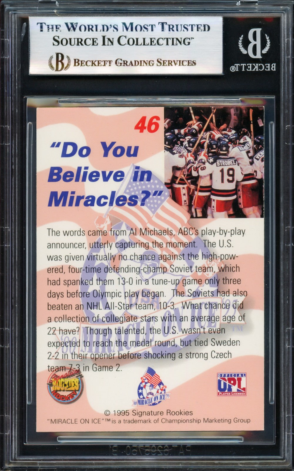 Herb Brooks Signed 1995 Sig Rookies Card 46 1980 Team USA Beckett #17068870