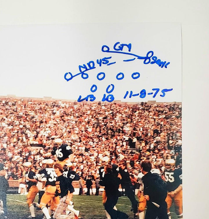 Rudy Ruettiger signed Carry Off 8x10 photo w/ Sack Diagram ~ BAS Witness Holo