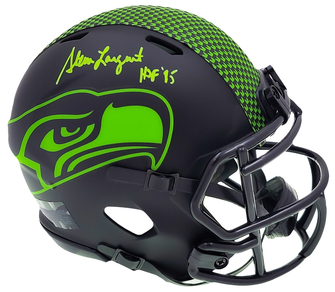 Steve Largent Signed Seahawks Eclipse Black Speed Mini Helmet "HOF 95" MCS Holo