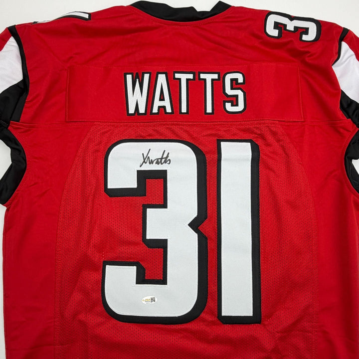 Autographed/Signed Xavier Watts Atlanta Red Pro Cut Football Jersey JSA COA