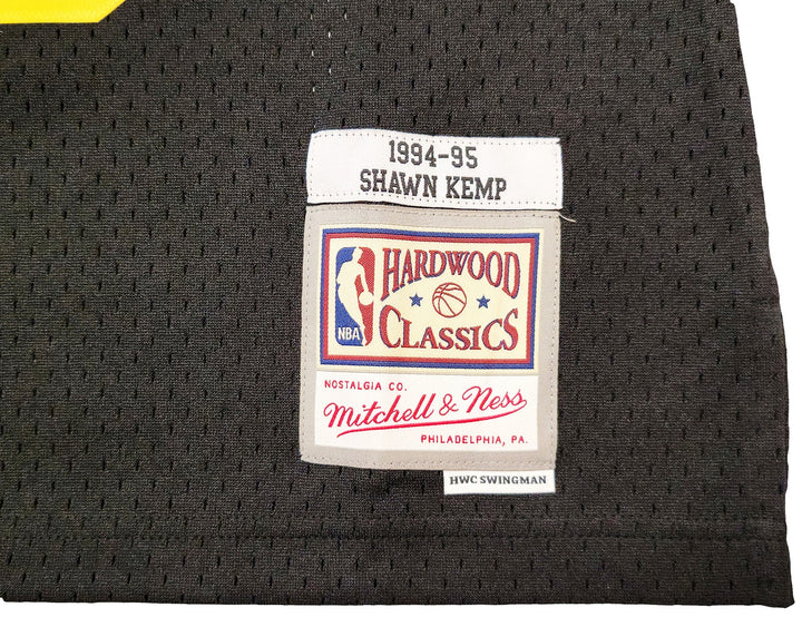 Supersonics Shawn Kemp Auto Black Authentic Mitchell Ness HWCs Swingman Jersey L