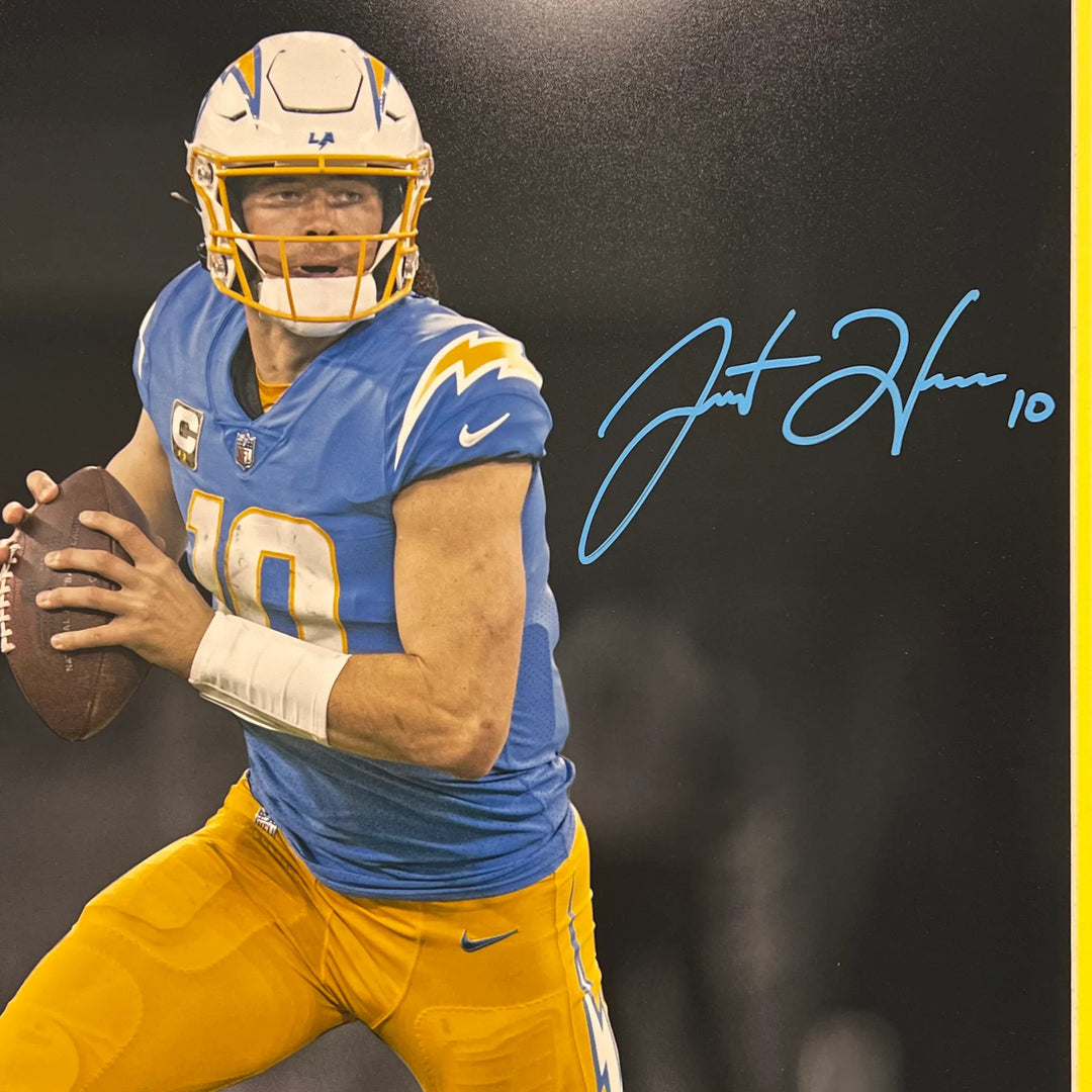 Justin Herbert Signed 16x20 Photo Custom Framed Fanatics Authentic Chargers