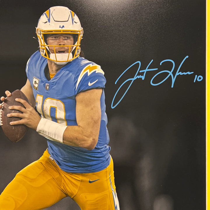 Justin Herbert Signed 16x20 Photo Custom Framed Fanatics Authentic Chargers