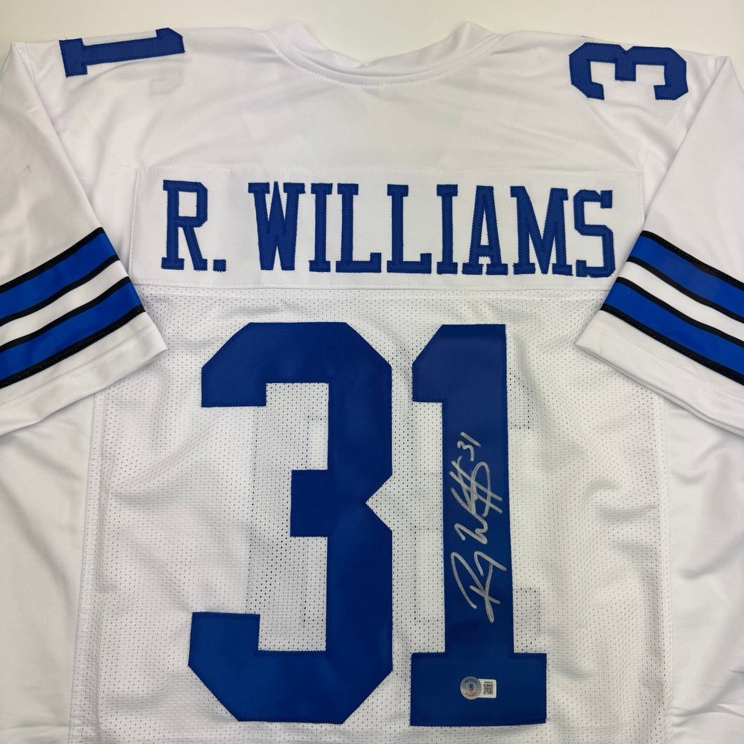 Autographed/Signed Roy Williams Dallas White Football Jersey Beckett BAS COA