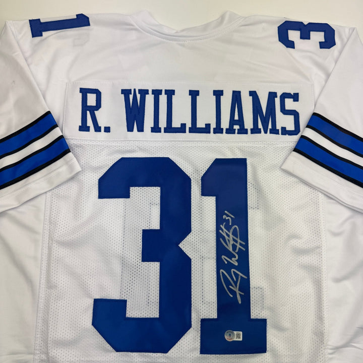 Autographed/Signed Roy Williams Dallas White Football Jersey Beckett BAS COA