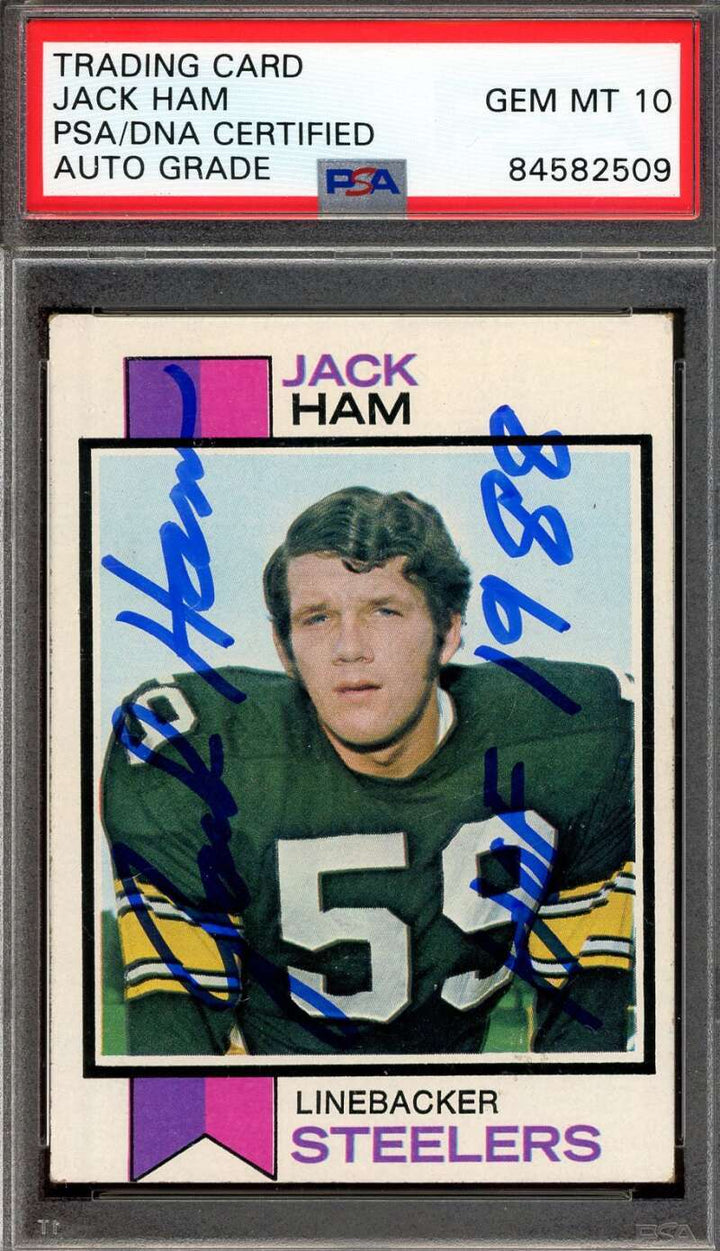 Jack Ham Gem Mint 10 PSA DNA Signed 1973 Topps Rookie Autograph