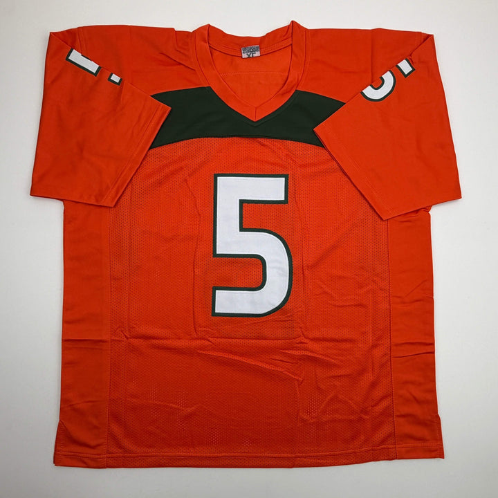 Autographed/Signed ANDRE JOHNSON Miami Orange College Football Jersey JSA COA